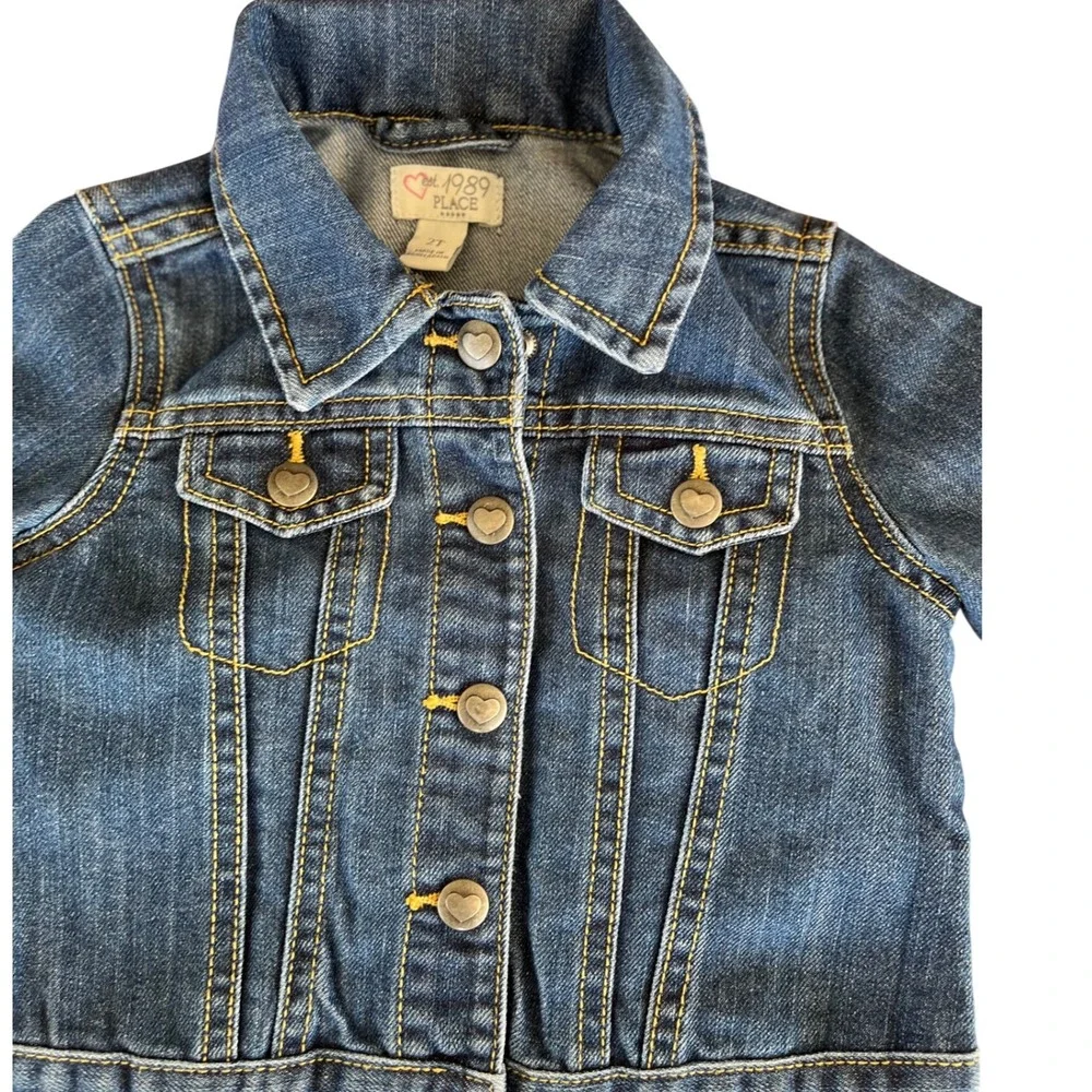 The Childrens‎ Place 2T Denim Jean Jacket Heart Buttons Toddler Kid